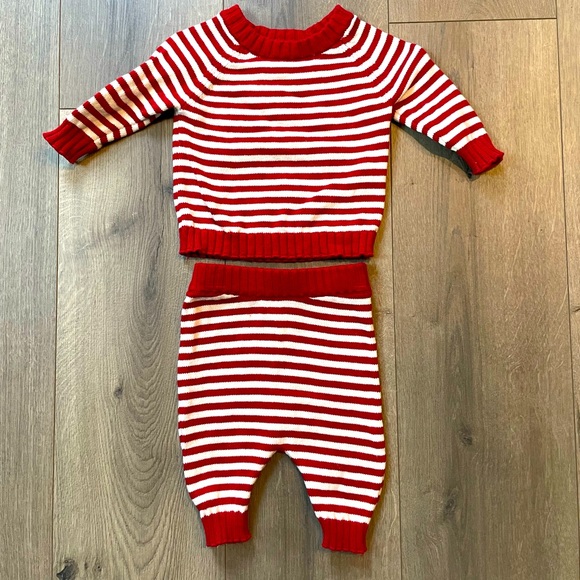 Carters red and white striped sweater and pants 3m - Picture 1 of 4